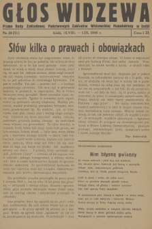 Głos Widzewa : pismo Rady Zakładowej Państwowych Zakładów Widzewskiej Manufaktury w Łodzi. 1946, nr 20