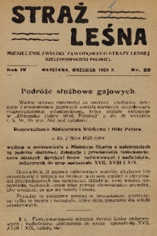 Straż Leśna : miesięcznik Związku Zawodowego Straży Leśnej Rzeczypospolitej Polskiej. R.4, 1925, nr 39