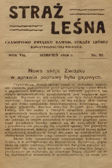 Straż Leśna : czasopismo Związku Zawod. Straży Leśnej Rzeczypospolitej Polskiej. R.7, 1928, nr 52