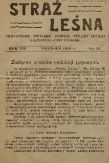 Straż Leśna : czasopismo Związku Zawod. Straży Leśnej Rzeczypospolitej Polskiej. R.8, 1929, nr 53