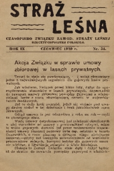 Straż Leśna : czasopismo Związku Zawod. Straży Leśnej Rzeczypospolitej Polskiej. R.9, 1930, nr 54