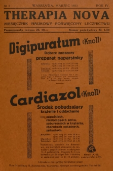 Therapia Nova : miesięcznik naukowy poświęcony lecznictwu. R.4, 1932, № 3