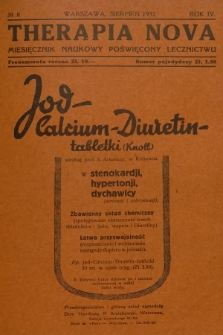 Therapia Nova : miesięcznik naukowy poświęcony lecznictwu. R.4, 1932, № 8