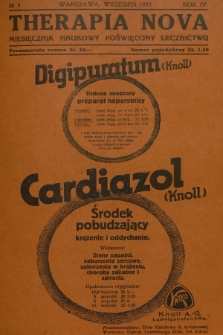 Therapia Nova : miesięcznik naukowy poświęcony lecznictwu. R.4, 1932, № 9