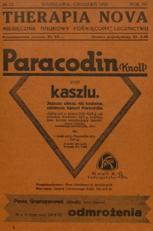 Therapia Nova : miesięcznik naukowy poświęcony lecznictwu. R.4, 1932, № 12