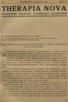 Therapia Nova : miesięcznik naukowy poświęcony lecznictwu. R.5, 1933, № 3