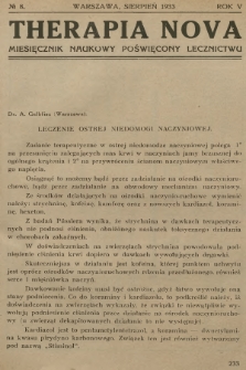Therapia Nova : miesięcznik naukowy poświęcony lecznictwu. R.5, 1933, № 8