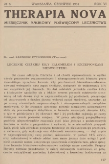 Therapia Nova : miesięcznik naukowy poświęcony lecznictwu. R.6, 1934, № 6