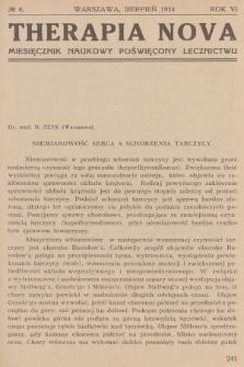 Therapia Nova : miesięcznik naukowy poświęcony lecznictwu. R.6, 1934, № 8