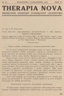 Therapia Nova : miesięcznik naukowy poświęcony lecznictwu. R.6, 1934, № 10