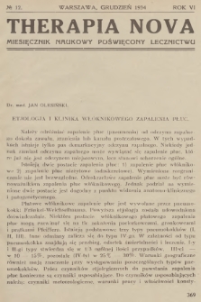 Therapia Nova : miesięcznik naukowy poświęcony lecznictwu. R.6, 1934, № 12