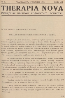 Therapia Nova : miesięcznik naukowy poświęcony lecznictwu. R.8, 1936, № 4