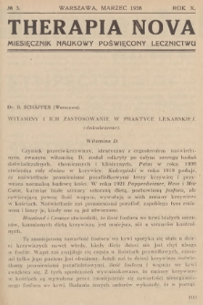 Therapia Nova : miesięcznik naukowy poświęcony lecznictwu. R.10, 1938, № 3