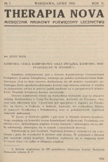 Therapia Nova : miesięcznik naukowy poświęcony lecznictwu. R.10, 1938, № 7