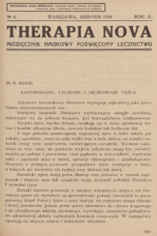 Therapia Nova : miesięcznik naukowy poświęcony lecznictwu. R.10, 1938, № 8