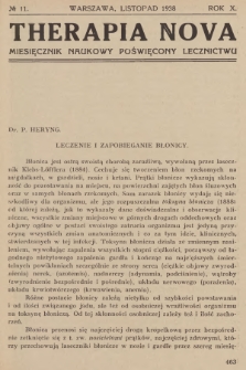 Therapia Nova : miesięcznik naukowy poświęcony lecznictwu. R.10, 1938, № 11