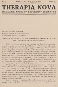 Therapia Nova : miesięcznik naukowy poświęcony lecznictwu. R.10, 1938, № 12