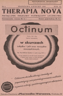 Therapia Nova : miesięcznik naukowy poświęcony lecznictwu. R.11, 1939, № 4