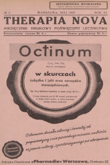 Therapia Nova : miesięcznik naukowy poświęcony lecznictwu. R.11, 1939, № 5