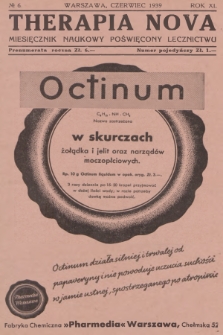 Therapia Nova : miesięcznik naukowy poświęcony lecznictwu. R.11, 1939, № 6