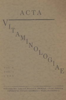 Acta Vitaminologiae. R.2, 1939, z. 5