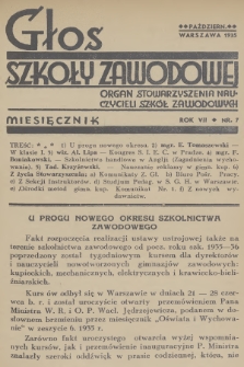 Głos Szkoły Zawodowej : organ Stowarzyszenia Nauczycieli Szkół Zawodowych. R.7, 1935, nr 7