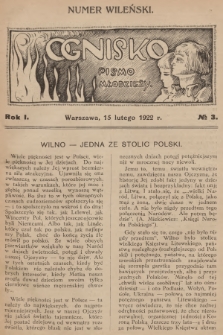 Ognisko : pismo młodzieży. R.1, 1922, № 3
