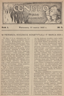 Ognisko : pismo młodzieży. R.1, 1922, № 5
