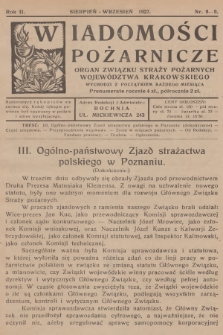 Wiadomości Pożarnicze : organ Związku Straży Pożarnych Województwa Krakowskiego. R.2, 1927, nr 8-9