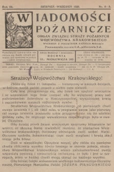 Wiadomości Pożarnicze : organ Związku Straży Pożarnych Województwa Krakowskiego. R.3, 1928, nr 8-9