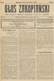 Głos Zakopiański : pismo tygodniowe społeczne, ekonomiczne i kulturalno-oświatowe. R.1, 1923, nr 5