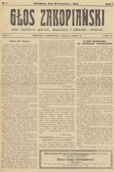 Głos Zakopiański : pismo tygodniowe społeczne, ekonomiczne i kulturalno-oświatowe. R.1, 1923, nr 7