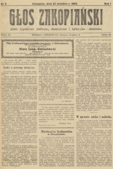 Głos Zakopiański : pismo tygodniowe społeczne, ekonomiczne i kulturalno-oświatowe. R.1, 1923, nr 8