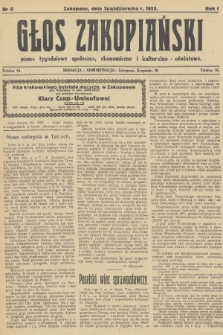 Głos Zakopiański : pismo tygodniowe społeczne, ekonomiczne i kulturalno-oświatowe. R.1, 1923, nr 9