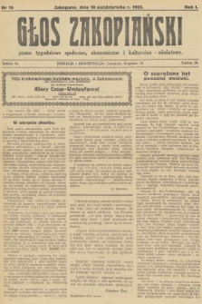 Głos Zakopiański : pismo tygodniowe społeczne, ekonomiczne i kulturalno-oświatowe. R.1, 1923, nr 10