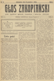 Głos Zakopiański : pismo tygodniowe społeczne, ekonomiczne i kulturalno-oświatowe. R.1, 1923, nr 16