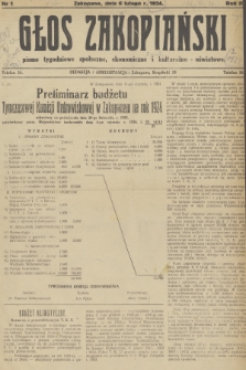 Głos Zakopiański : pismo tygodniowe społeczne, ekonomiczne i kulturalno-oświatowe. R.2, 1924, nr 1