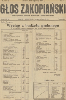 Głos Zakopiański : pismo tygodniowe społeczne, ekonomiczne i kulturalno-oświatowe. R.2, 1924, nr 12-13