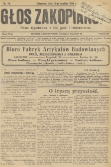 Głos Zakopiański : pismo tygodniowe z listą gości i informatorem. R.2, 1924, nr 44