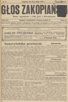 Głos Zakopiański : pismo tygodniowe z listą gości i informatorem. R.3, 1925, nr 6