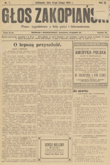 Głos Zakopiański : pismo tygodniowe z listą gości i informatorem. R.3, 1925, nr 7