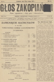 Głos Zakopiański : pismo tygodniowe z listą gości i informatorem. R.3, 1925, nr 8