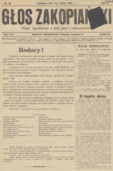 Głos Zakopiański : pismo tygodniowe z listą gości i informatorem. R.3, 1925, nr 10