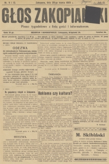 Głos Zakopiański : pismo tygodniowe z listą gości i informatorem. R.3, 1925, nr 11-12