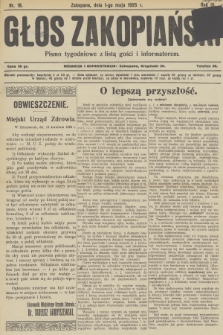 Głos Zakopiański : pismo tygodniowe z listą gości i informatorem. R.3, 1925, nr 18