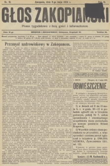 Głos Zakopiański : pismo tygodniowe z listą gości i informatorem. R.3, 1925, nr 19