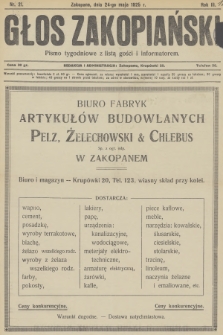 Głos Zakopiański : pismo tygodniowe z listą gości i informatorem. R.3, 1925, nr 21