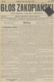 Głos Zakopiański : pismo tygodniowe z listą gości i informatorem. R.3, 1925, nr 23