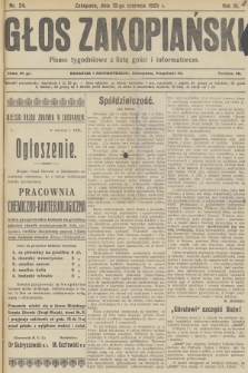 Głos Zakopiański : pismo tygodniowe z listą gości i informatorem. R.3, 1925, nr 24
