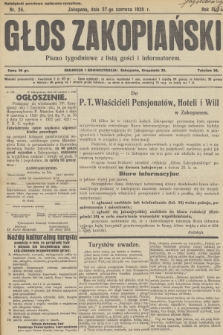 Głos Zakopiański : pismo tygodniowe z listą gości i informatorem. R.3, 1925, nr 26